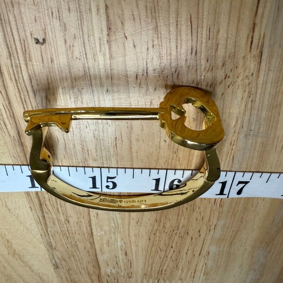 Kate Spade Gold Plated Heart Key Bangle Bracelet 6.75 Inch - Picture 4 of 15
